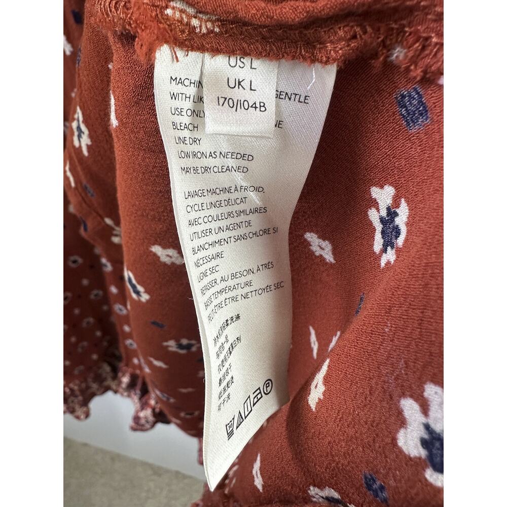 Free People Calico Skies Midi Dress Ruffle Button Boho Cottagecore Western Large - Picture 11 of 16